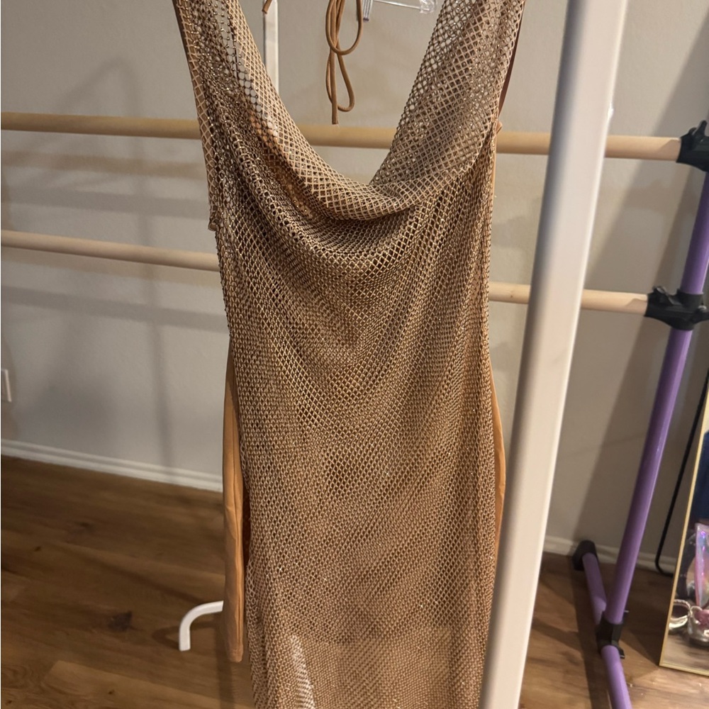 Mesh Tan Sleeveless Dress
